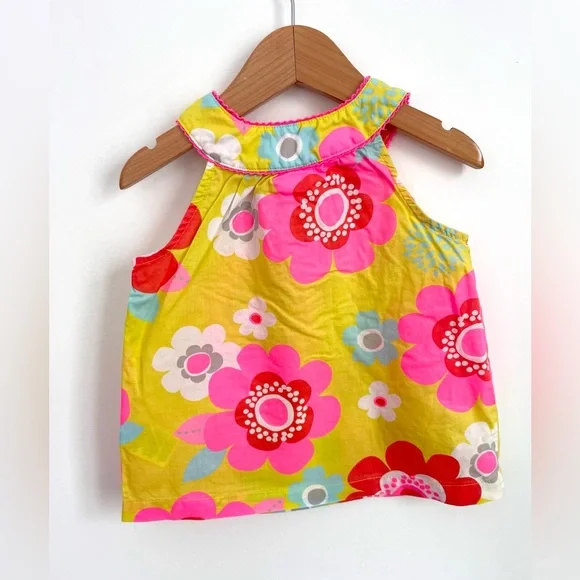 4/$20💥24M Carter's Neon Floral Summer Sundress, Lightweight Woven, Front Pockets - Picture 3 of 10